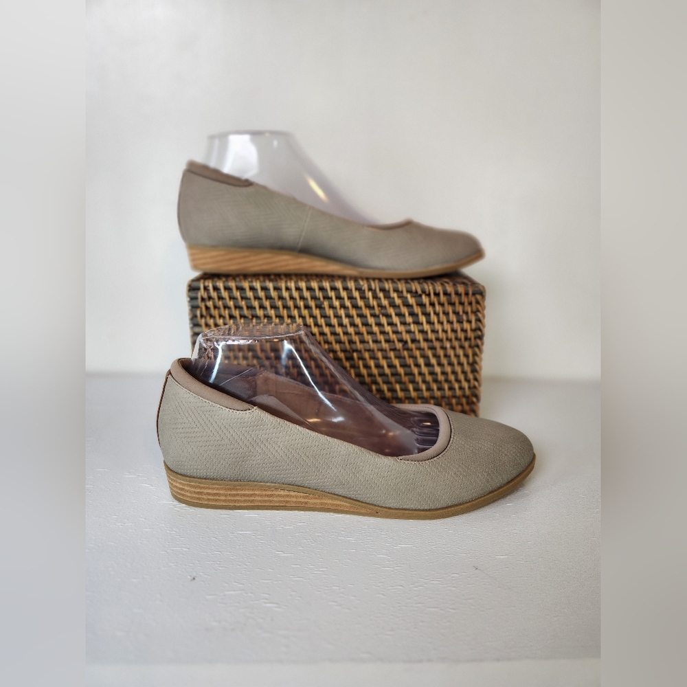 Dr. Scholl's Depth Taupe Grey Academia Ballet Wedge Slip-On Loafer NWOT